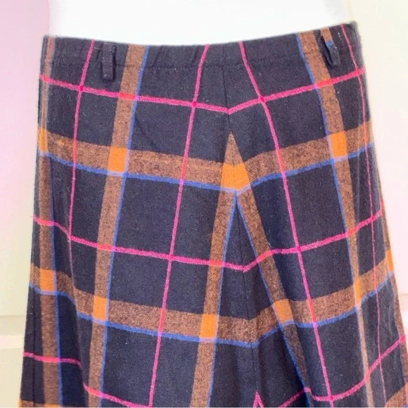 Vintage Katie Brooke Wool Skirt A-Line Size 16 Navy Blue Brown Pink